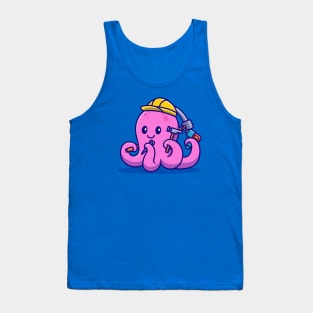 Cute Octopus Handyman Cartoon Tank Top